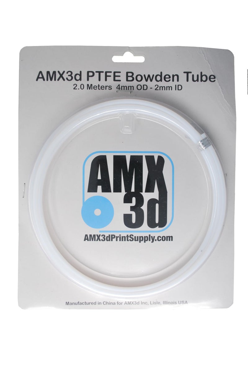 AMX3d PTFE Teflon Bowden Tube for 1.75 Filament (2.0mm ID/4.0mm OD) 2.0 Meters â€“ White Connector Tubing for 3D Printer - Image 2